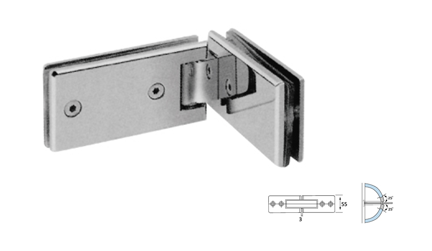Glass Shower Hinge,Long Type 90°，Glass To Glass